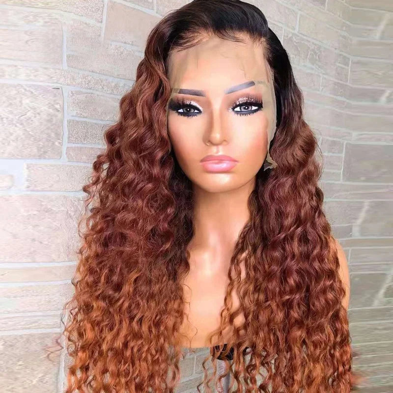 Peruca Lace Frontal Ondulada Ombre Castanho – Virgin Human Hair