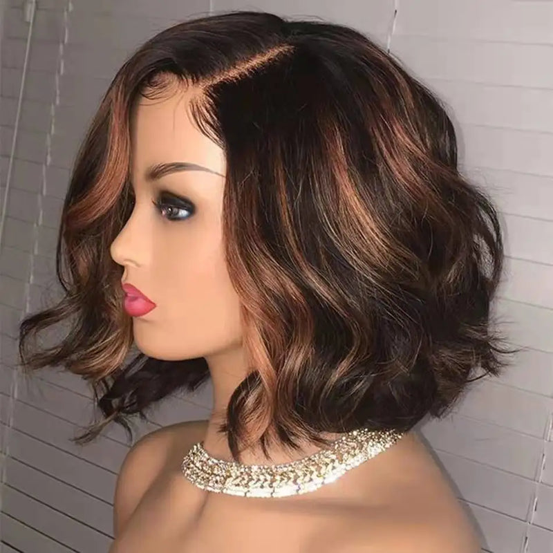 Peruca Lace Closure Ombre Brown Low Wave Bob – Amélie