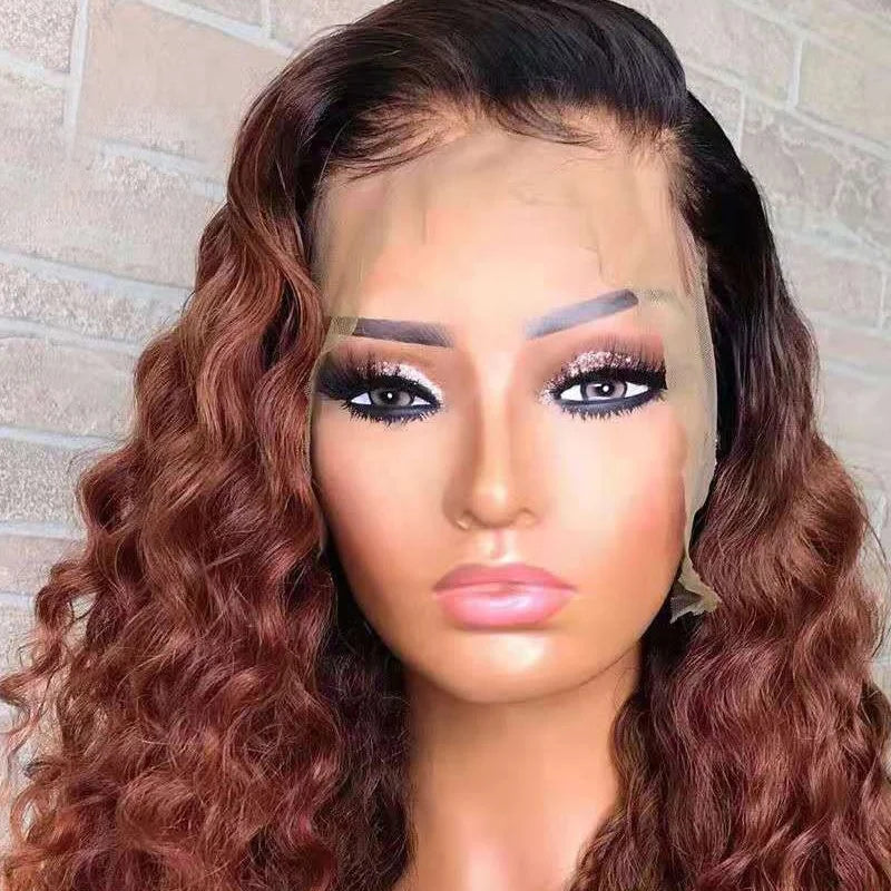Peruca Lace Frontal Ondulada Ombre Castanho – Virgin Human Hair