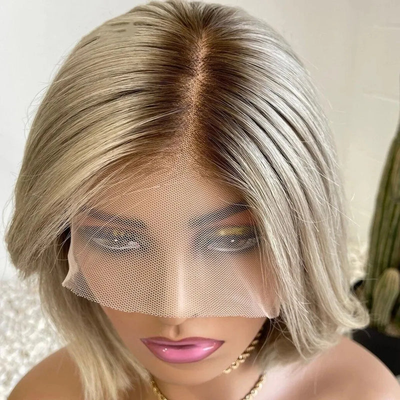 Lace Wig Ombre Blonde Pixie Bob – Naturalidade em HD Transparente