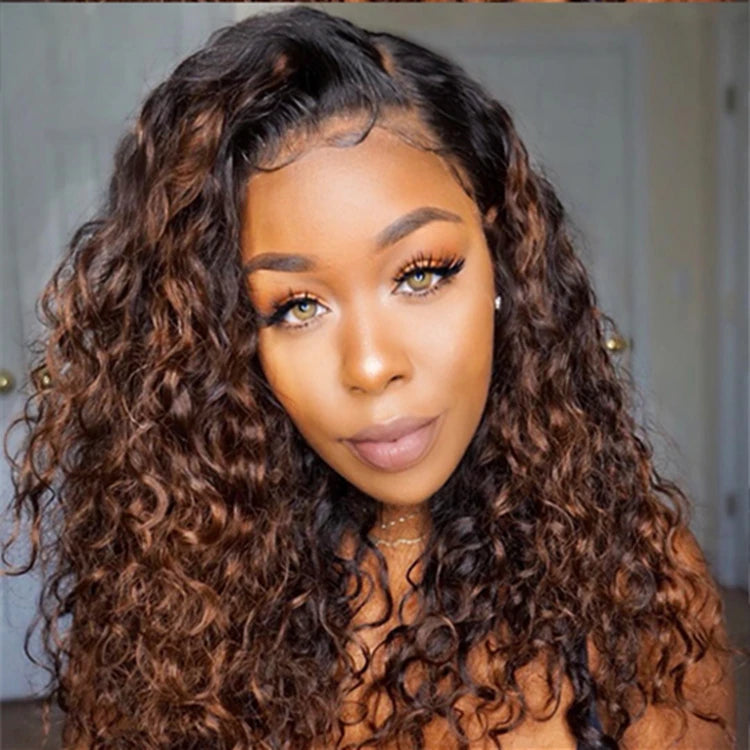 Peruca Lace Frontal Ondulada Ombre Castanho – Virgin Human Hair