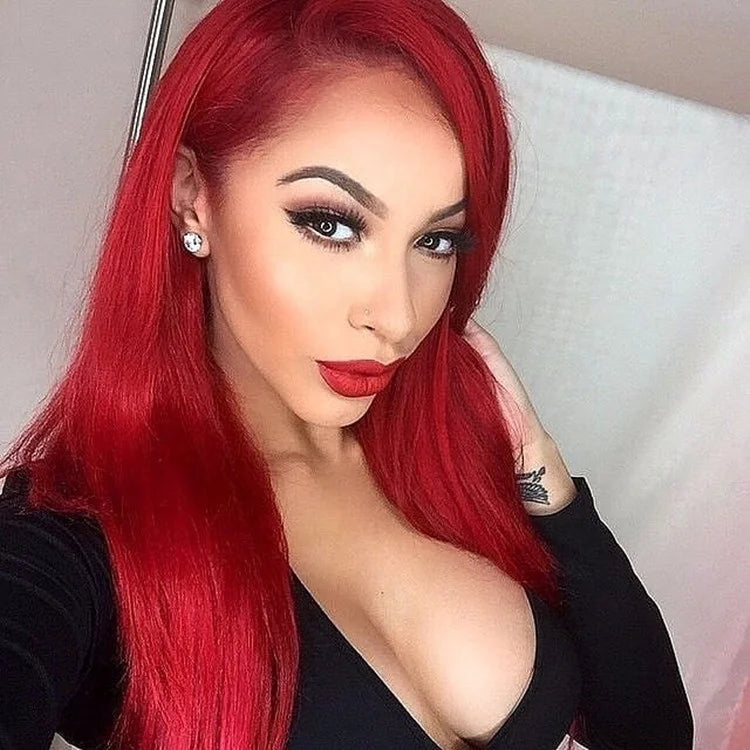 Peruca Lace Frontal Longa Lisa Vermelha – Isadora