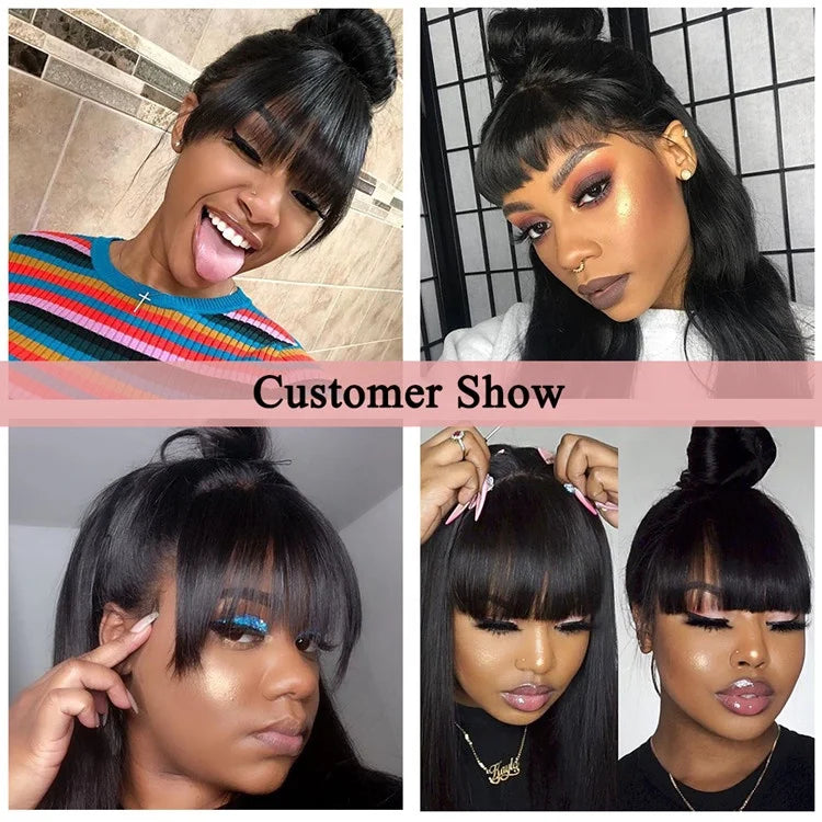 Peruca 360° Lace Frontal Lisa com Franja – Half Ponytail Brazilian Virgin Hair