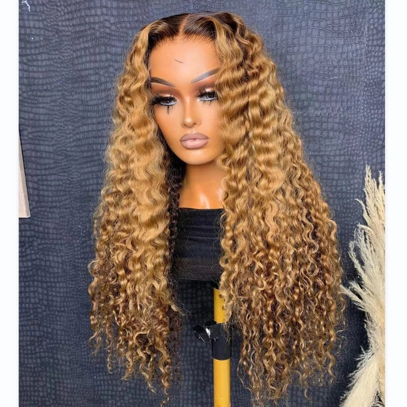 Peruca Lace Frontal HD Cacheada Honey Blonde – Aurora