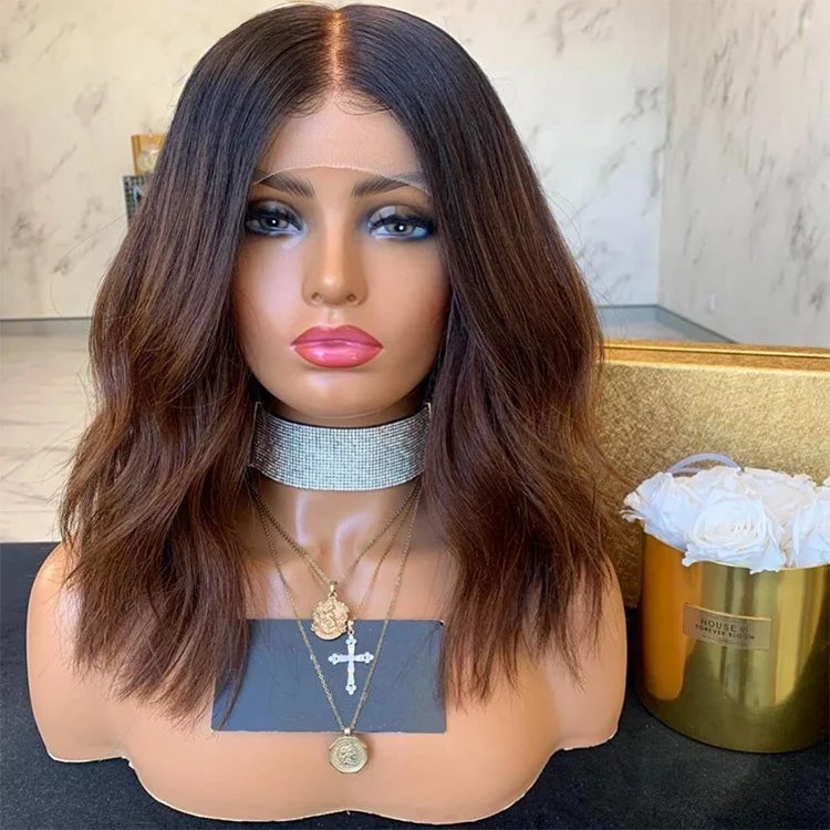 Peruca Lace Closure Ombre Brown Low Wave Bob – Amélie