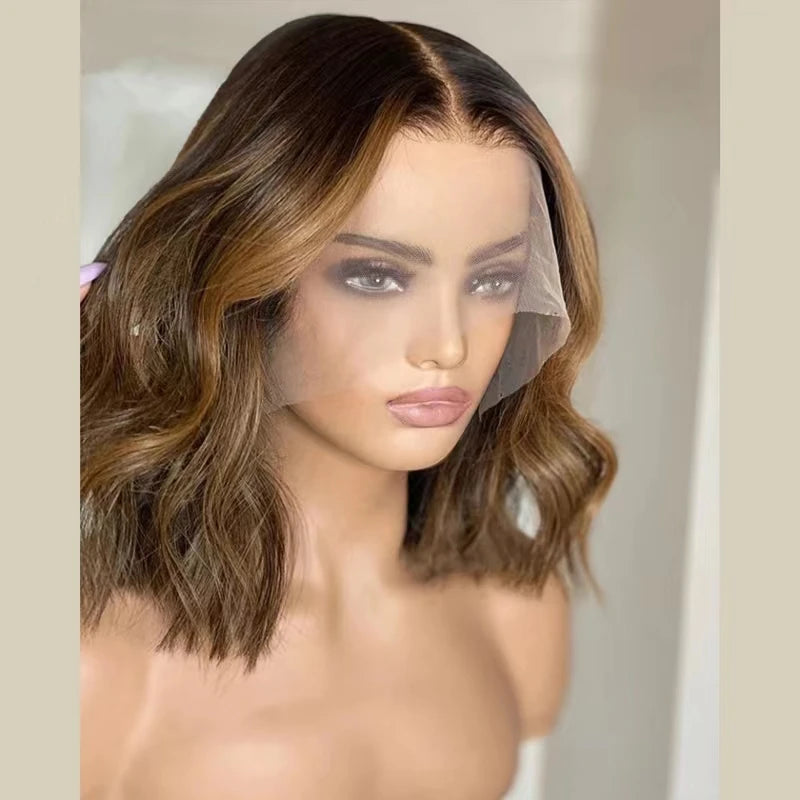 Peruca Lace Closure Ombre Brown Low Wave Bob – Amélie