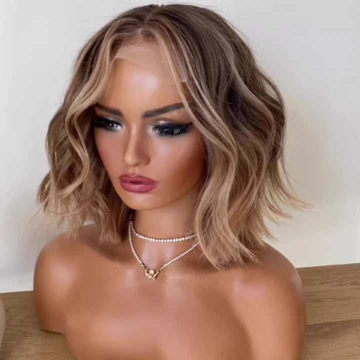 Peruca Lace Closure Ombre Brown Low Wave Bob – Amélie